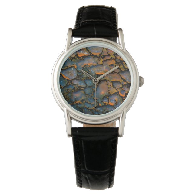 Oranje versteende dinosaurusbot horloge (Voorkant)