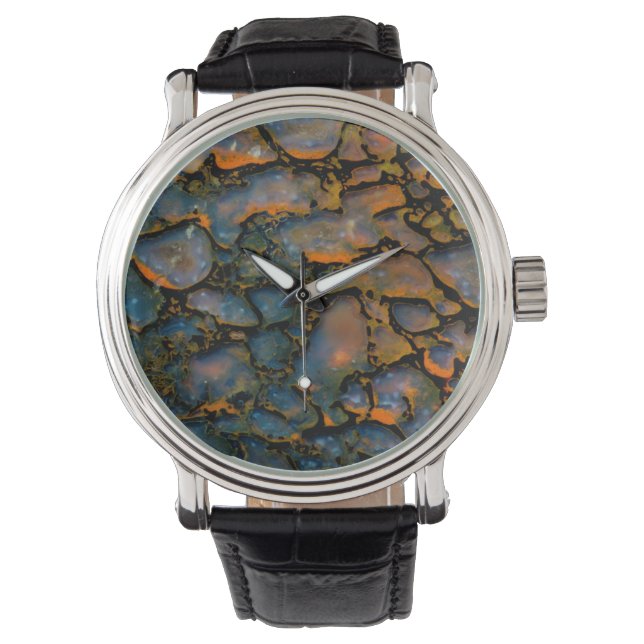 Oranje versteende dinosaurusbot horloge (Voorkant)