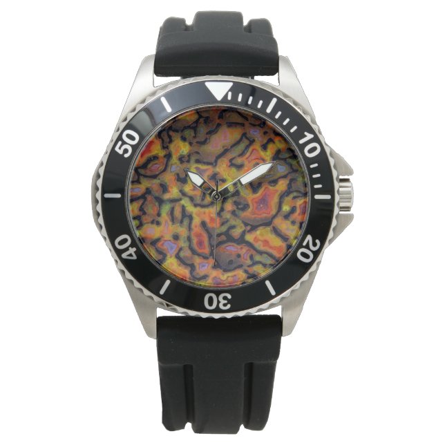 Oranje versteende dinosaurusbot horloge (Voorkant)
