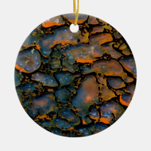 Oranje versteende dinosaurusbot keramisch ornament (Voorkant)