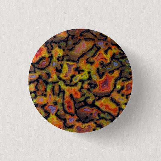 Oranje versteende dinosaurusbot ronde button 3,2 cm (Voorkant)