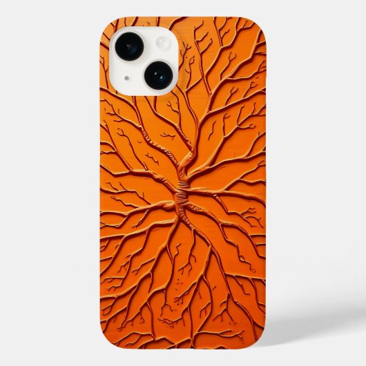 Oranje vertakkende textuur iPhone hoesje moderne k (Achterkant)