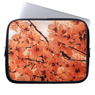 Oranje vertakkingen voor sierkersen, gestileerd laptop sleeve