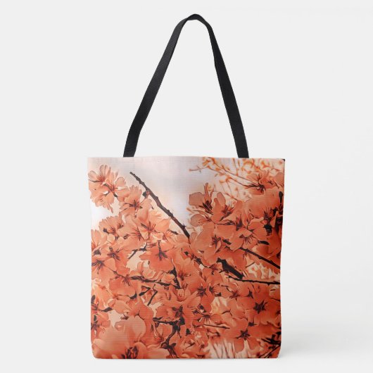 Oranje vertakkingen voor sierkersen, gestileerd tote bag (Voorkant)