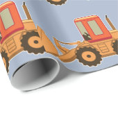 Oranje vervoerder - Blauw Cadeaupapier (Rol Hoek)