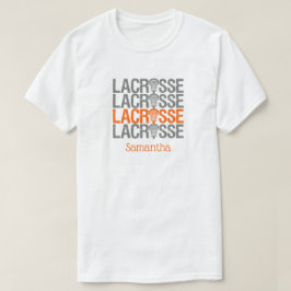 Oranje vervormd lacrossewoord t-shirt