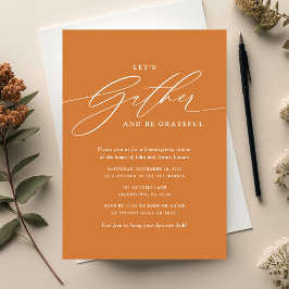 Oranje Verzamel en Wees Dankbaar Friendsgiving Kaart