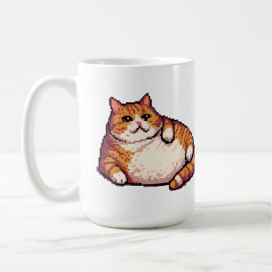 Oranje vet kat meme pixel art koffiemok