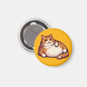 Oranje vet kat meme pixel art magneet (Voorkant / Achterkant)