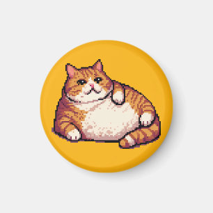 Oranje vet kat meme pixel art magneet