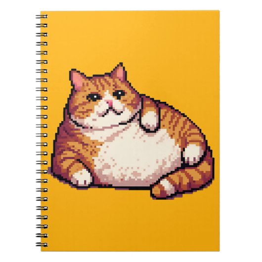 Oranje vet kat meme pixel art notitieboek (Voorkant)