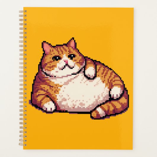 Oranje vet kat meme pixel art planner (Voorkant)
