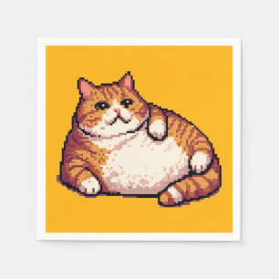 Oranje vet kat meme pixel art servet
