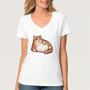 Oranje vet kat meme pixel art t-shirt