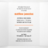 Oranje Vet & Modern Foto Afstuderen Drieluik Uitnodiging (Binnenkant midden)