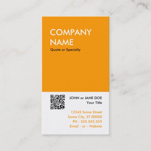 oranje vet ontwerp uw eigen QR-code Visitekaartje (Voorkant)