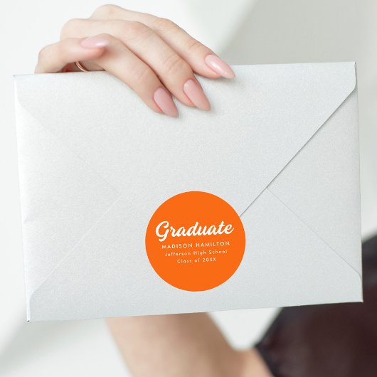 Oranje | Vet Script-Afstuderen Ronde Sticker