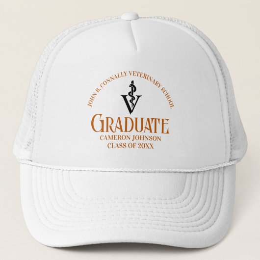 Oranje Veterinaire School Afstuderen Custom Trucker Pet (Voorkant)