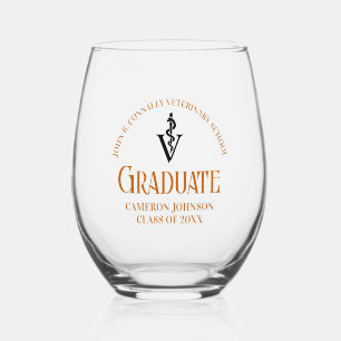 Oranje Veterinaire School Afstuderen Custom Wijnglas Zonder Voet