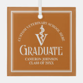Oranje Veterinaire School Afstuderen Kerst Glas Ornament (Voorkant)