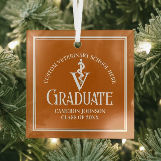 Oranje Veterinaire School Afstuderen Kerst Glas Ornament (Insitu)