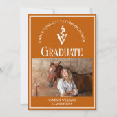 Oranje Veterinaire School Foto Aangepast Afstudere Aankondiging (Voorkant)