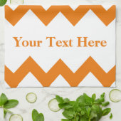 Oranje Vette Chevron met aanpasbare tekst Theedoek (Gevouwen)