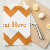 Oranje Vette Chevron met aanpasbare tekst Theedoek (Quarter Fold)