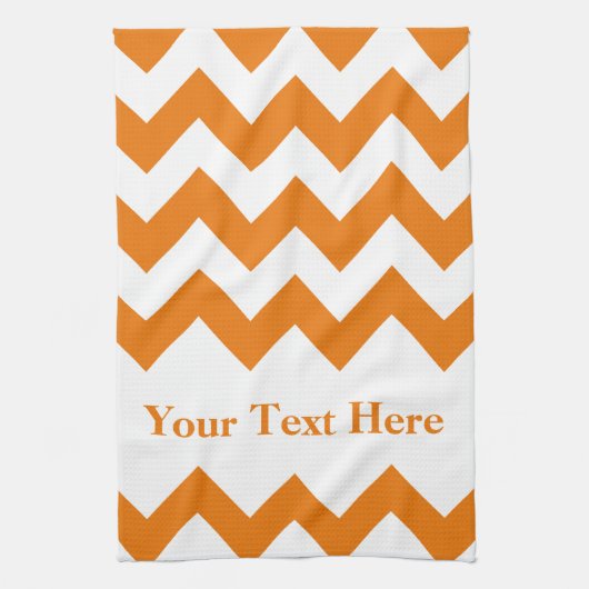 Oranje Vette Chevron met aanpasbare tekst Theedoek (Verticaal)