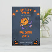 Oranje vette Halloween-feest uitnodiging (Staand voorkant)
