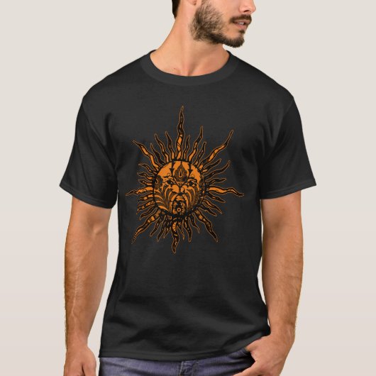 Oranje Victoriaans Psychedelische Hemelse Surreali T-shirt (Voorkant)