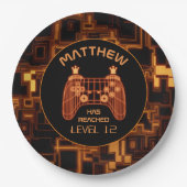 Oranje videospelcontroller papieren bordje (Voorkant)