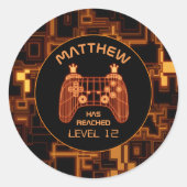 Oranje videospelcontroller ronde sticker (Voorkant)