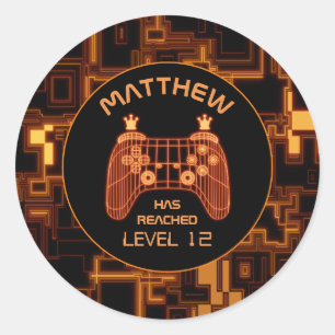 Oranje videospelcontroller ronde sticker