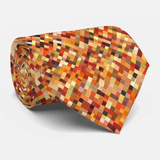 Oranje vierkant Abstract patroon Stropdas (Opgerold)