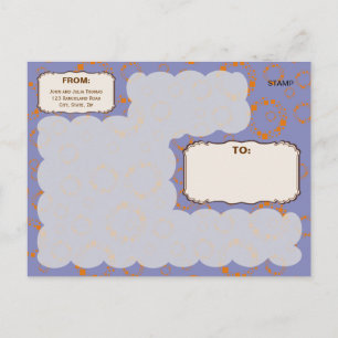 Oranje vierkant Cirkelpatroon Paars Patroon Dizzy Briefkaart