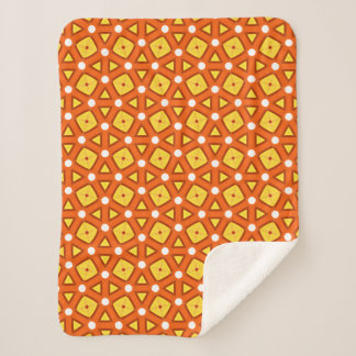 Oranje vierkant & driehoek naïef retro patroon sherpa deken