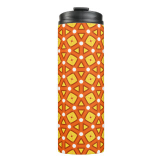 Oranje vierkant & driehoek naïef retro patroon thermosbeker