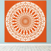 Oranje vierkant Tristyns Mandala Canvas Afdruk (Insitu (Houten vloer))
