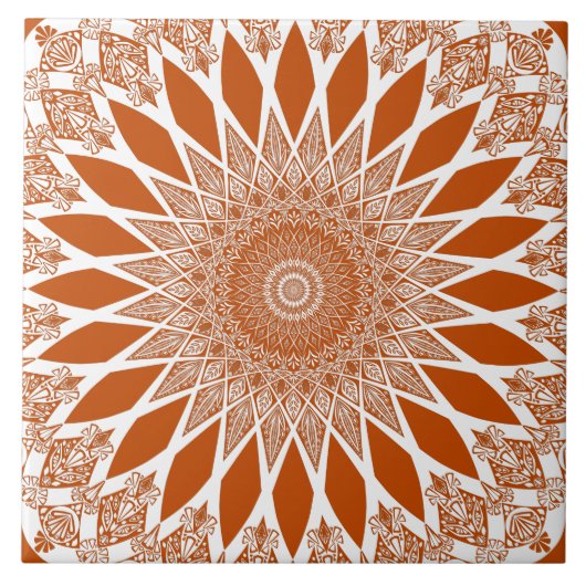 Oranje vierkant Tristyns Mandala Tegeltje (Voorkant)