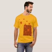 Oranje vierkant Vloer Abstract makreel T-shirt (Voorkant volledig)