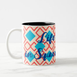 Oranje vierkante ketting tweekleurige koffiemok