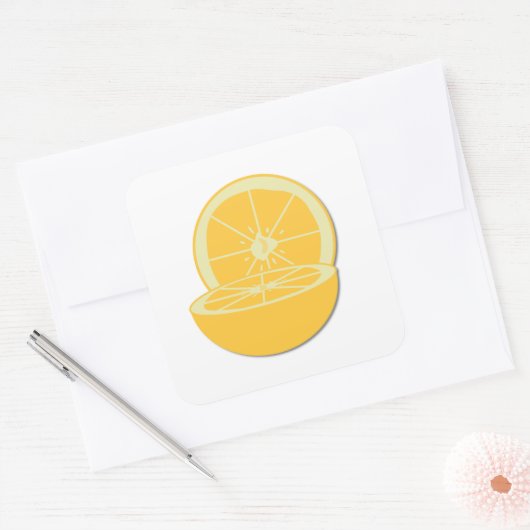 Oranje Vierkante Sticker (Envelop)