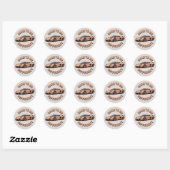 Oranje Vintage Auto Ronde Sticker (Vel)