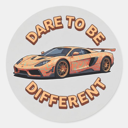 Oranje Vintage Auto Ronde Sticker (Voorkant)