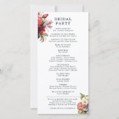 Oranje vintage bloem bruiloftsprogramma (Achterkant)