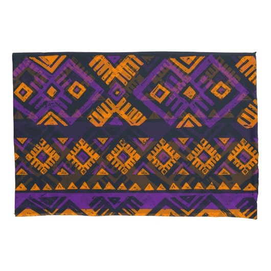 Oranje, violette tribal geometrische naadloze patr kussensloop (Voorkant)