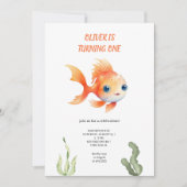 oranje vis verjaardagsuitnodiging kaart (Voorkant)