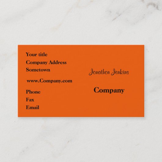 Oranje Visitekaartje (Voorkant)