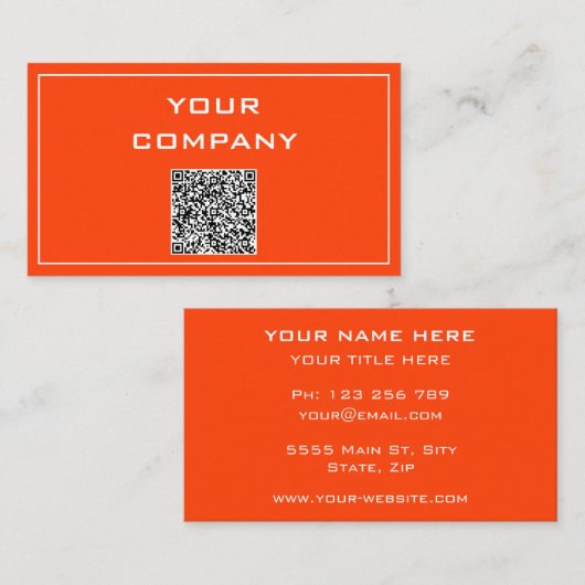 Oranje Visitekaartje Uw Eigen Ontwerp met QR-Code (Voorkant / Achterkant)